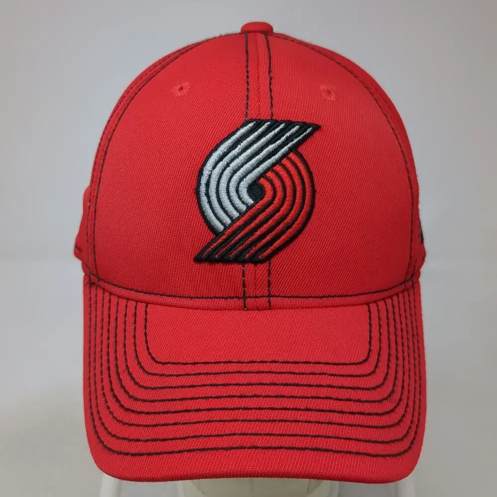 Portland Trail Blazers NBA Adidas Baseball Cap Red M Stretch Fit Logo Team Hat